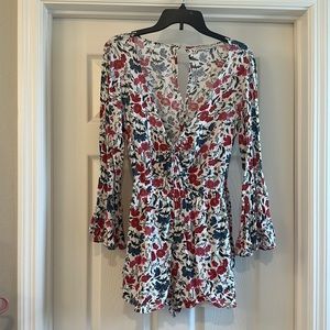 American Eagle Outfitters floral tie front romper